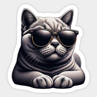 British Shorthair Cat Wearing Sunglasses Sticker